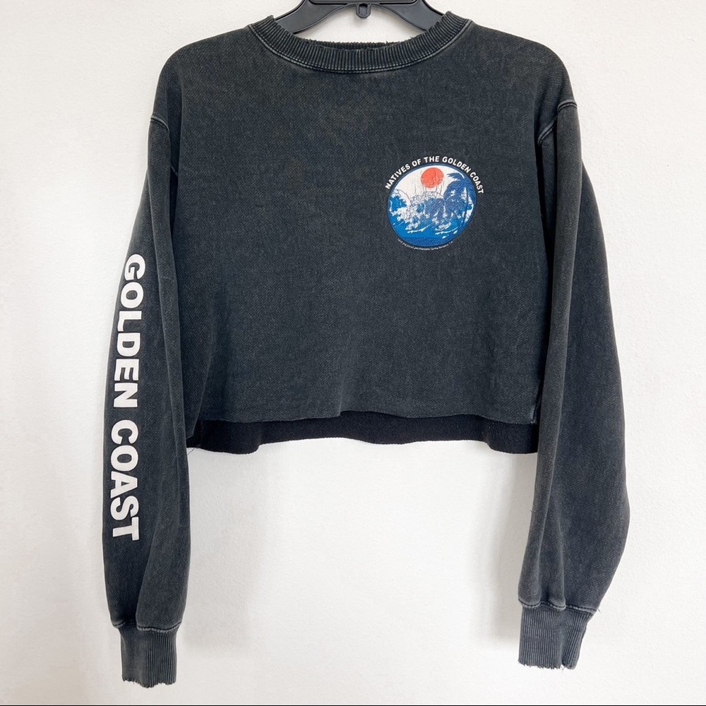 Brandy Melville Gold Coast Cropped Distressed Sweatshirt